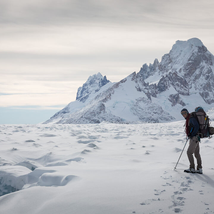 Desert of Ice Climber on Glaciar Viedma
