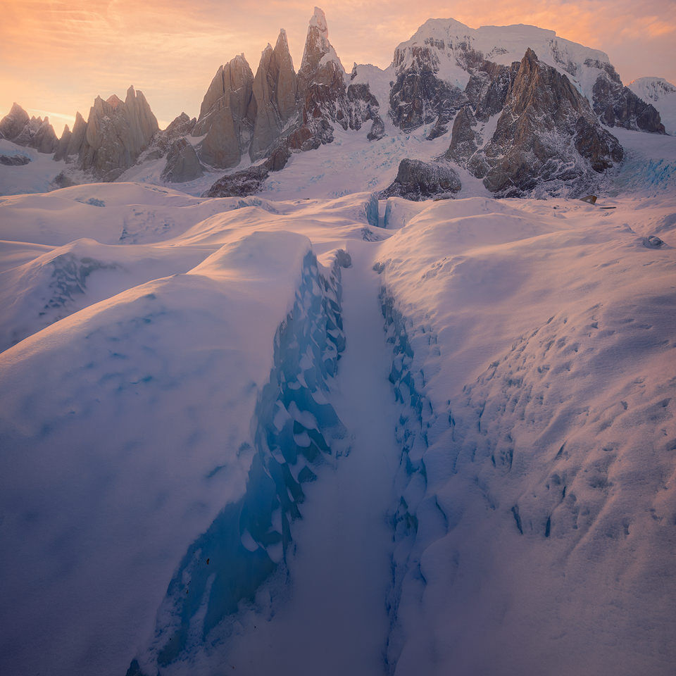 Empire of Ice Crevasses leading towards Cerro Torre