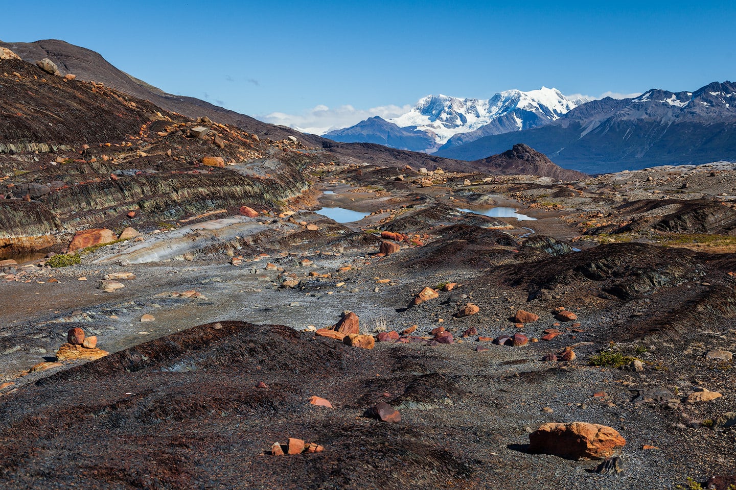 Colourful erratic rocks in Patagonia