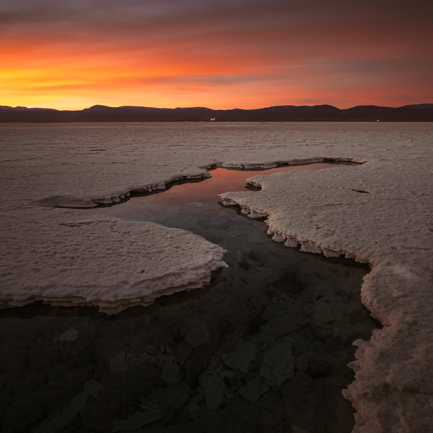 Water holes in the middle of Salinas Grandes salt flats.